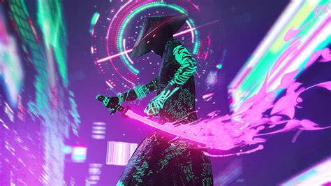 Neon Samurai Cyberpunk, HD wallpaper | Peakpx