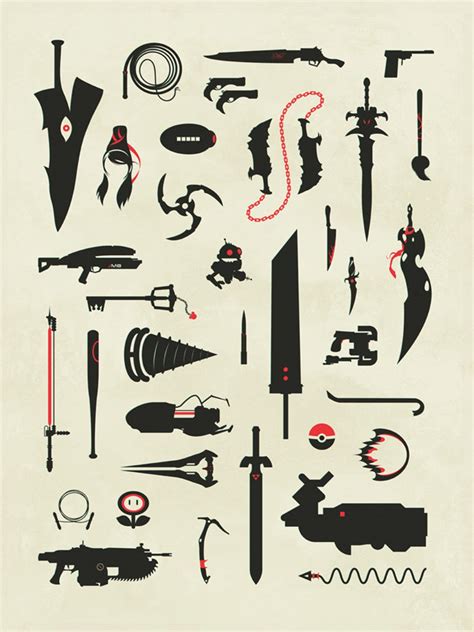 Video Game Weapons, Gaming, Swords, Guns, Collage Print Poster - Etsy