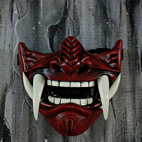 Japan red oni mask, japanese demon mask, hannya mask, samurai mask ...