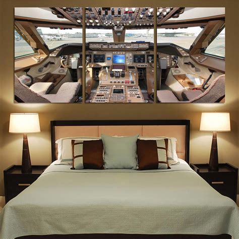 Boeing 747 Cockpit Printed Canvas Posters (3 Pieces) – Aviation Shop