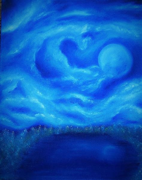 Blue Moon -Original Oil Painting on Canvas. Free Domestic Shipping ...