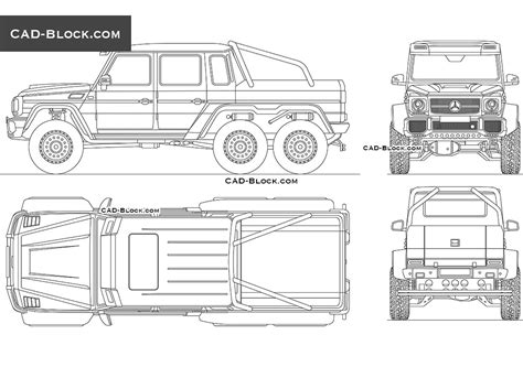 Mercedes-Benz G 63 AMG 6x6 2D model, CAD block