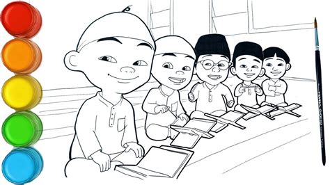 Menggambar Dan Mewarnai Upin Ipin Dan Kawan Kawan Belajar Mengaji ...