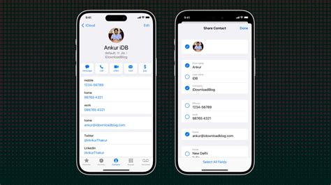 How to send only selected details when sharing contacts on iPhone