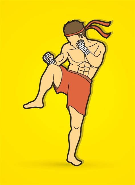 Cartoon Muay Thai Kick Boxing Pose 2681424 Vector Art at Vecteezy