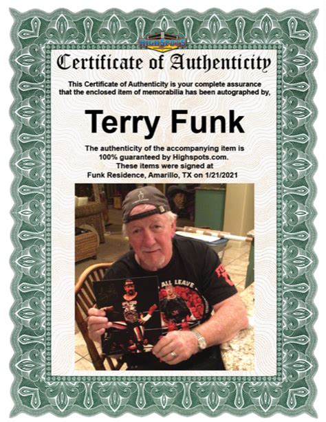 Highspots - Terry Funk "ECW Champion" Hand Signed 8x10 *inc COA ...