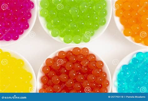 Six Different Flavors of Popping Boba Pearls on a White Background ...