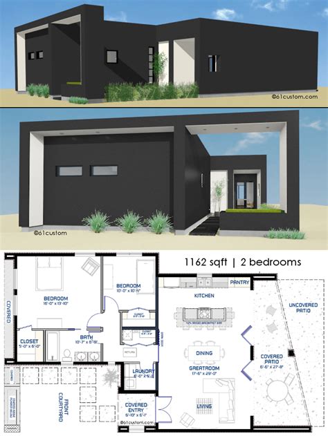 Small Front Courtyard House Plan | 61custom | Modern House Plans