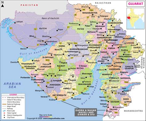 Gujarat Map | Map of Gujarat - State, Districts Information and Facts