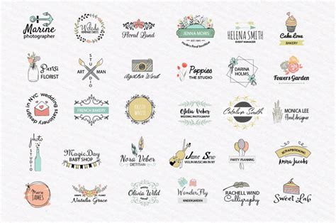 Cute Vector Logos Collection By switzershop | TheHungryJPEG