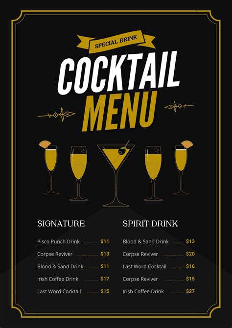 Bar Drink Menu Ideas