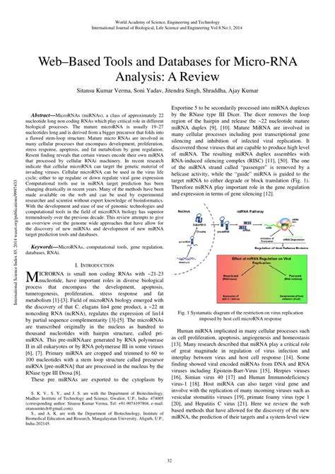 (PDF) Web–Based Tools and Databases for Micro-RNA Analysis: A Review