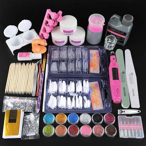 COSCELIA Acrylic Nail Kit With Lamp All For Manicure Gel Nail Kit ...