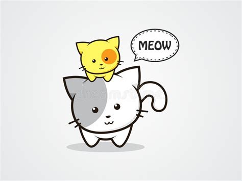 Two cats cute stock illustration. Illustration of yellow - 73516525