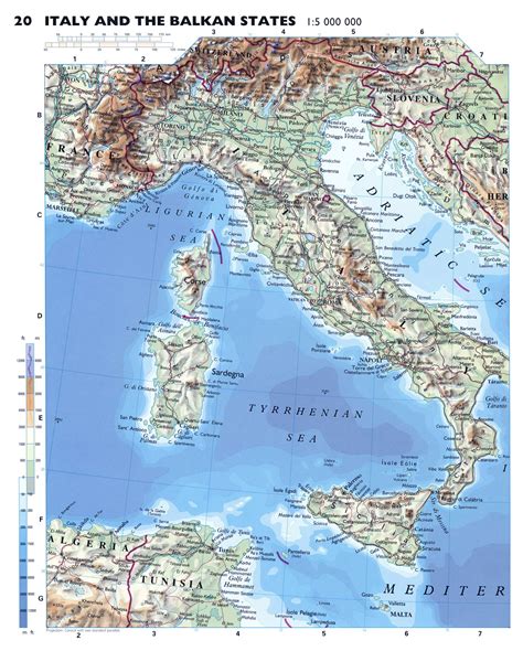 Large detailed physical map of Italy with roads and major cities ...