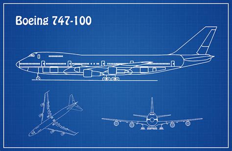 Boeing 747 - 100 - Airplane Blueprint. Drawing Plans Or Schematics For ...