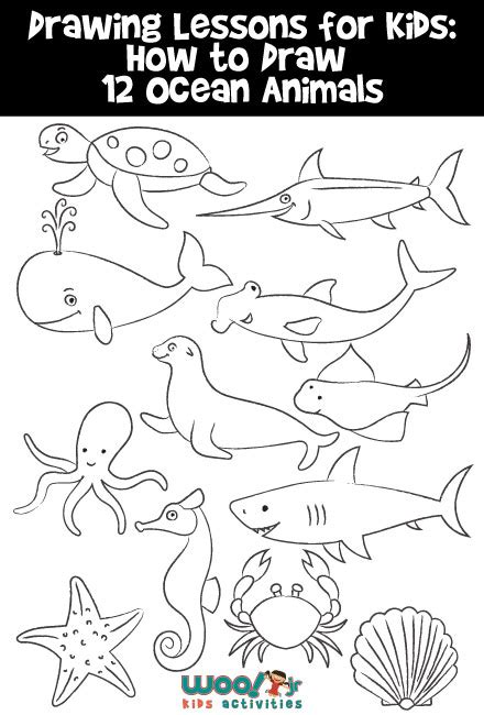 How to Draw for Kids: 12 Ocean Animals to Draw, Step by Step | Woo! Jr ...