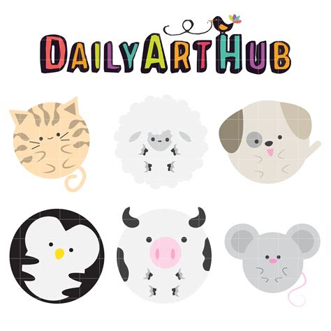 Cute Round Animals Clip Art Set – Daily Art Hub // Graphics, Alphabets ...