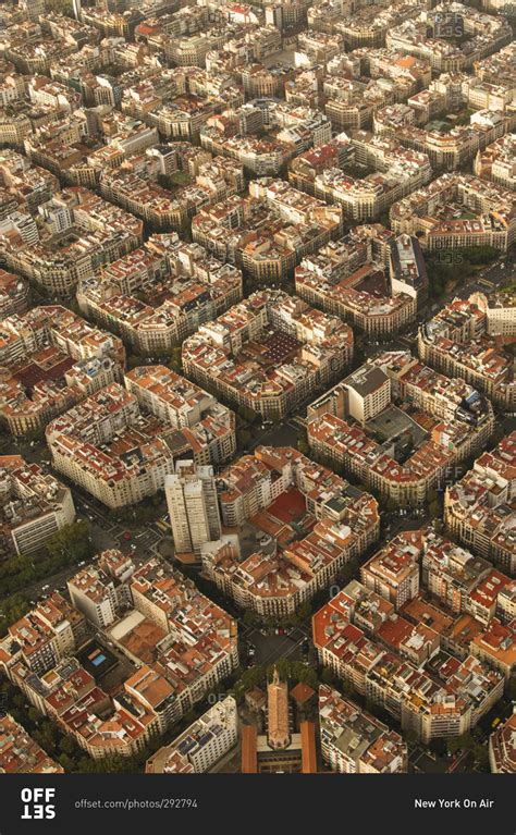 Aerial view of Barcelona, Spain stock photo - OFFSET