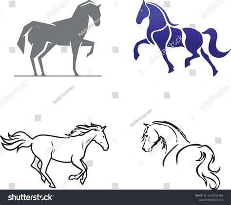 Horse Vector Set Design Line Art Stock Vector (Royalty Free) 2247702981 ...