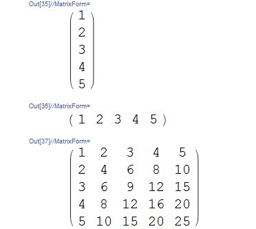 How to calculate a matrix formed by vector in Mathematica - Stack Overflow