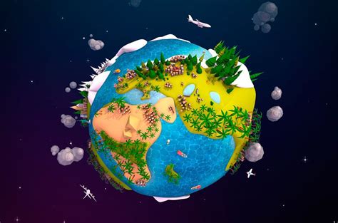 Cartoon Lowpoly Earth Planet 2 UVW | Animated earth, Earth drawings ...