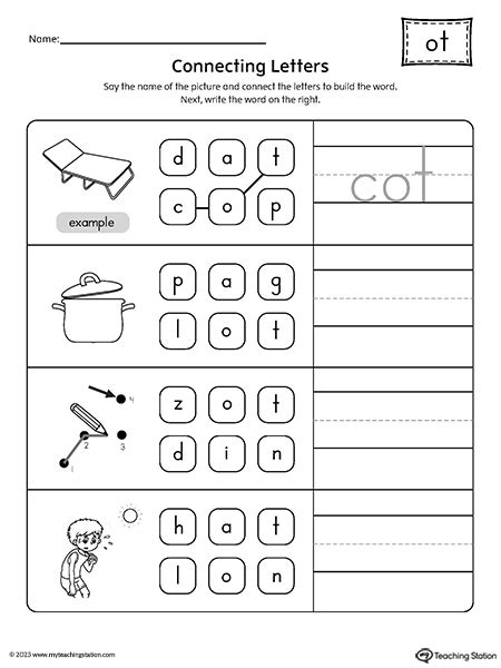 OT Word Family Build Words Worksheet | MyTeachingStation.com