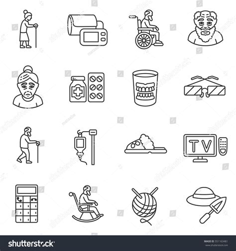 Old Age Icons Set Old Man Stock Vector (Royalty Free) 551163481 ...