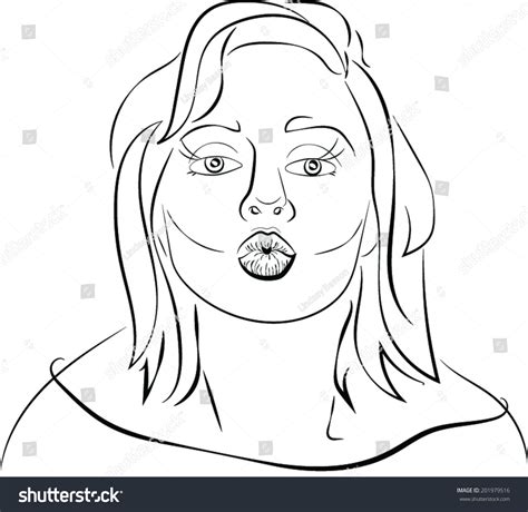 Line Drawing Woman Pouting Stock Vector 201979516 - Shutterstock