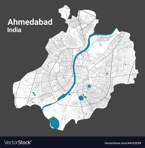 Ahmedabad map detailed of city Royalty Free Vector Image