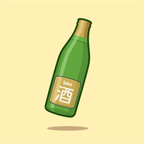 Floating green sake bottle cartoon vector icon illustration 16102832 ...