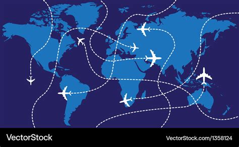 World map airplane flights Royalty Free Vector Image