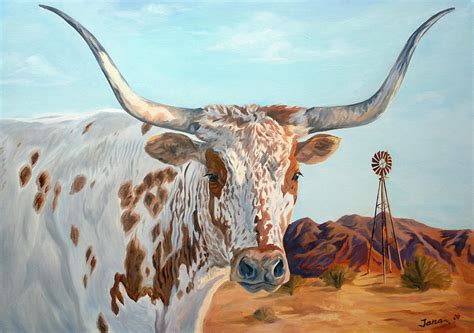 Texas longhorn Painting by Jana Goode - Fine Art America