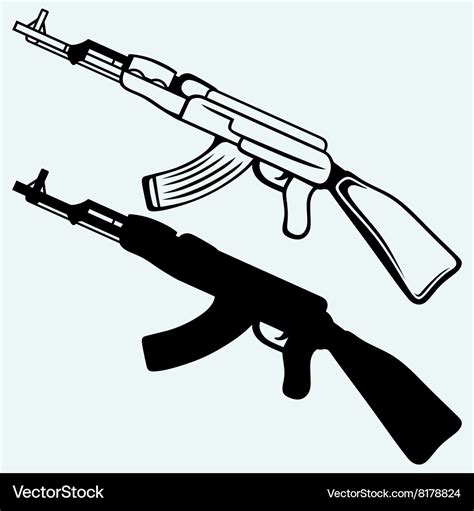 Assault rifle ak47 Royalty Free Vector Image - VectorStock