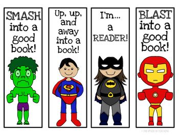 Bookmarks with a Superhero Theme! by The Upside of Teaching | TpT