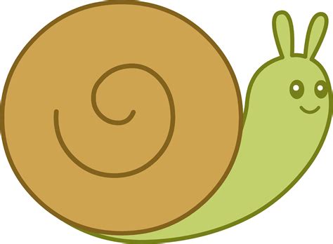 Cute Brown and Green Snail - Free Clip Art