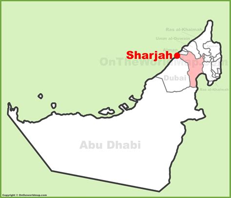 Sharjah location on the UAE (United Arab Emirates) Map - Ontheworldmap.com