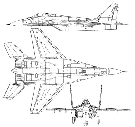 Mikoyan MiG-29M Blueprint - Download free blueprint for 3D modeling