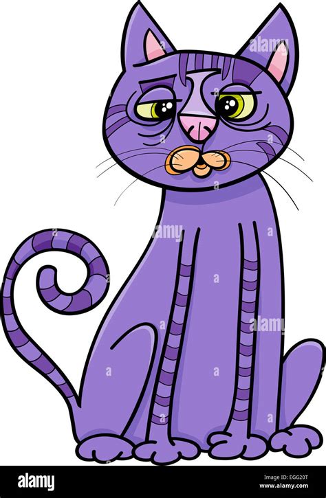 Cartoon Illustration of Funny Purple Cross Eyed Cat Stock Photo - Alamy