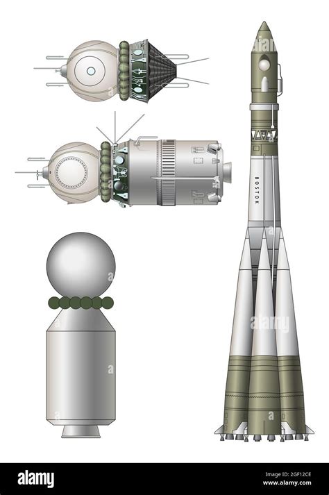 Vostok - Voskhod - spacecraft with the last stage of the carrier rocket ...