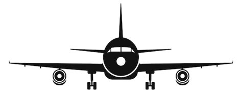 Premium Vector | Black airplane silhouette front view plane symbol