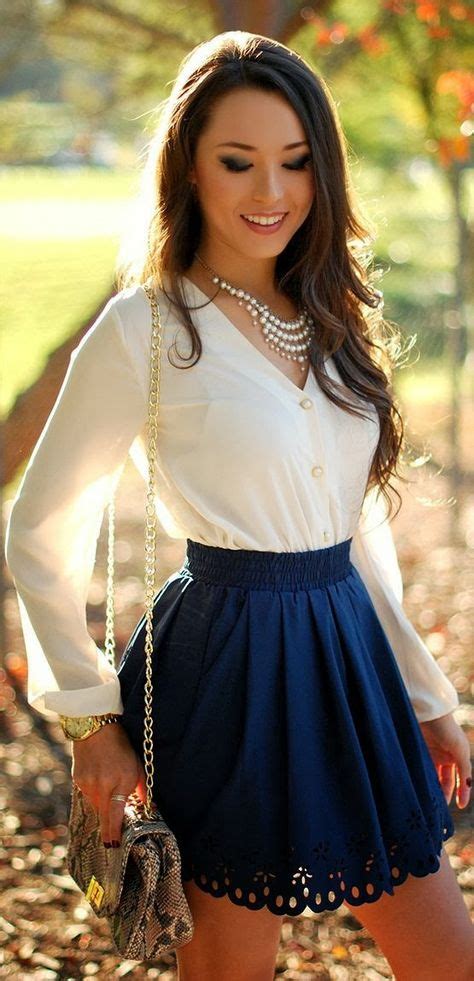 Amazing White Blouse with Blue Mini Skirt and Suitable Long Bag (With ...