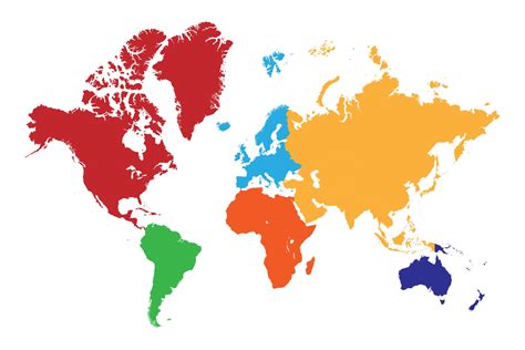 High resolution world map with continent in different color. 3331185 ...