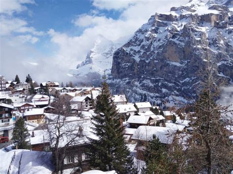 Swiss scenery in the snow stock image. Image of switzerland - 168214855