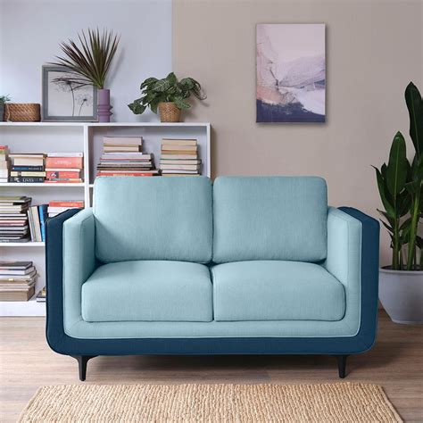 Buy Mojo 2-Seater Blue Color Sofa | Sleepyhead