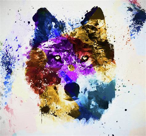 Colorful Wolf Art Painting by Dan Sproul