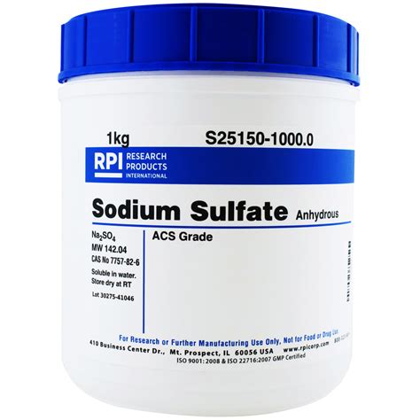 S25150-1000.0 - Sodium Sulfate, Anhydrous, ACS Grade, 1 Kilogram