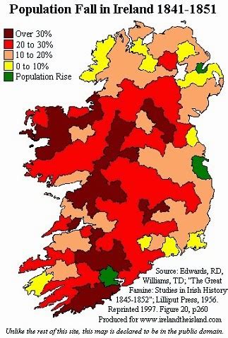 History Map Ireland: 1845 Great Irish Famine