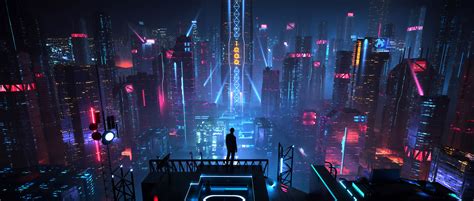 neon, city, artist, artwork, digital art, hd, buildings, 4k, behance ...