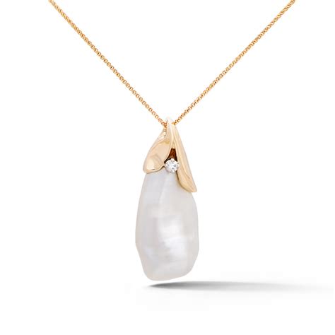 Elongated Baroque Pearl Pendant - deJonghe Original Jewelry